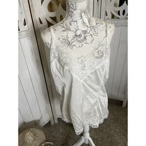 Vintage Perfectform Camisole White Lace Cami Tank Top Lingerie 44 USA Sz 18